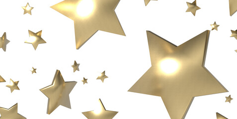 XMAS golden stars - 3d PNG