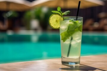mojito cocktail near the pool