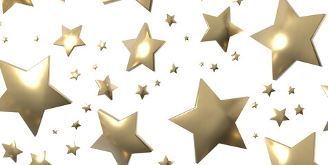 XMAS golden stars - 3d PNG
