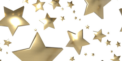 XMAS golden stars - 3d PNG