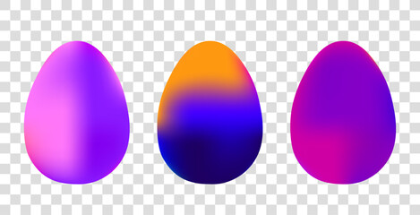 Easter eggs set isolated on white background, colorful gradient. Happy easter