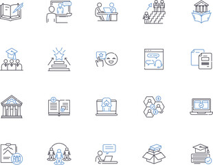Learning business outline icons collection. business, learning, marketing, strategies, entrepreneurship, finance, sales vector and illustration concept set. management,investment,networking linear