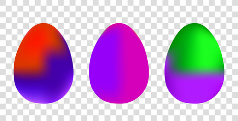 Easter eggs set isolated on white background, colorful gradient. Happy easter