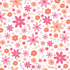 Fototapeta na wymiar Pink flower wallpaper. Spring and summer floral print. Vector illustration. Can be used for print, decoration, presentation, banner, poster and many more.