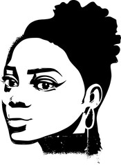 African pretty woman vector style portrait
