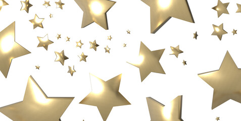XMAS golden stars - 3d PNG