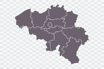 Fototapeta na wymiar Belgium Map Grey Color on White Background quality files Png