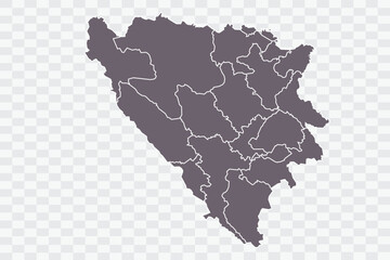 Bosnia Map Grey Color on White Background quality files Png