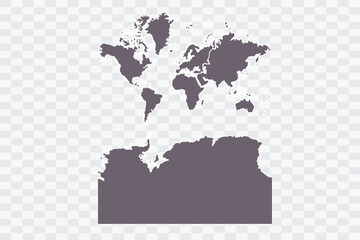 Continents With Antarctica Map Grey Color on White Background quality files Png