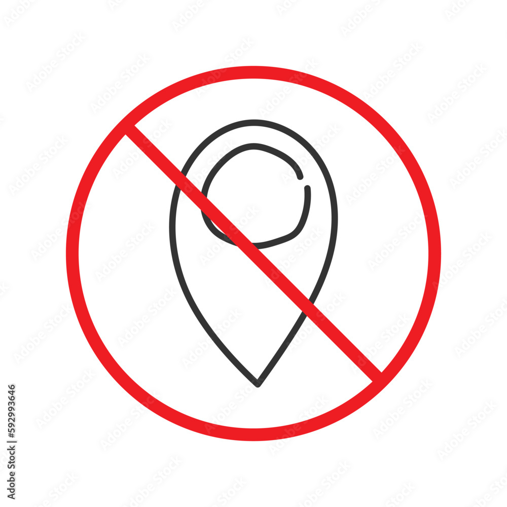 Aufkleber no location icon. forbidden geolocation icon. no navigation vector symbol. prohibited vector icon. w