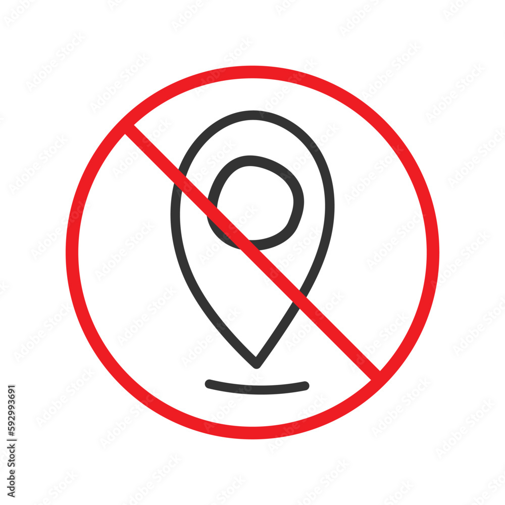 Aufkleber no location icon. forbidden geolocation icon. no navigation vector symbol. prohibited vector icon. w