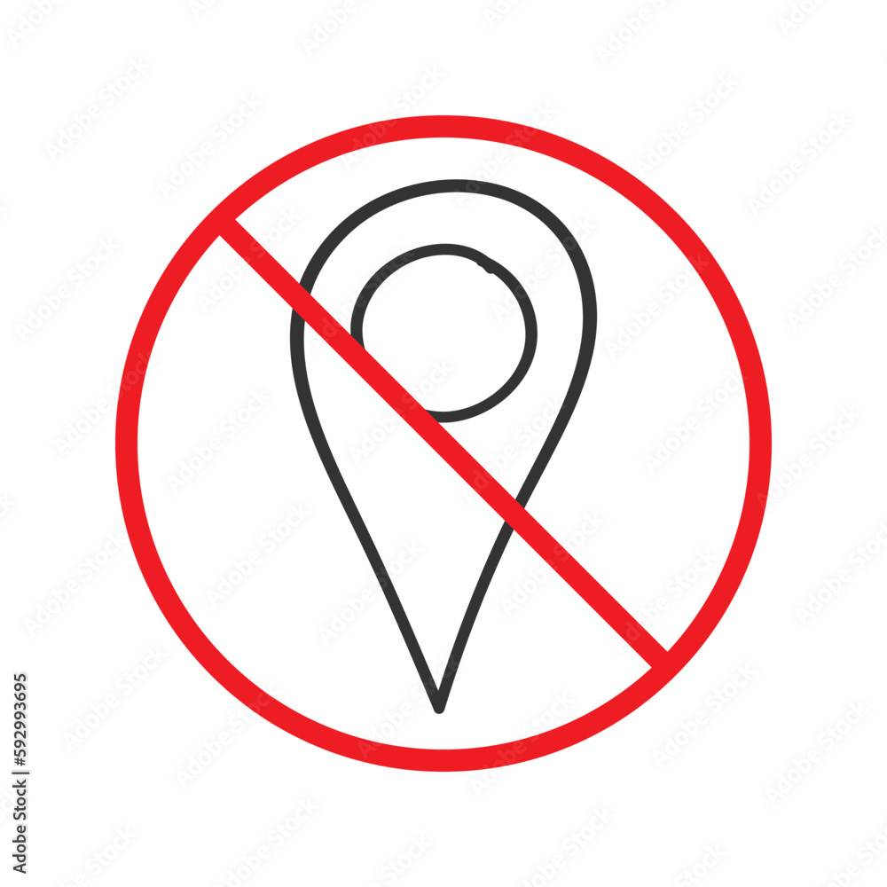 Aufkleber no location icon. forbidden geolocation icon. no navigation vector symbol. prohibited vector icon. w