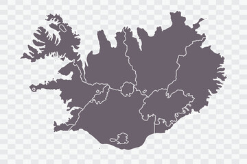 Iceland Map Grey Color on White Background quality files Png