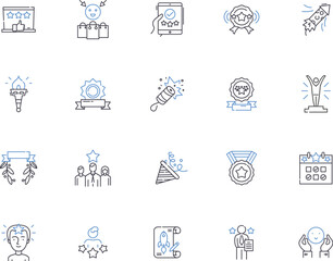 Successful business outline icons collection. Profit, Entrepreneur, Returns, Expansion, Growth, Market, Customers vector and illustration concept set. Leadership, Networking, Investing linear signs