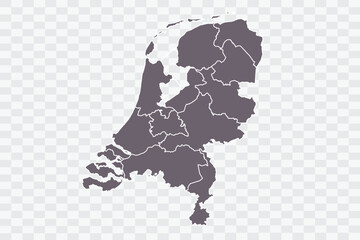 Netherlands Map Grey Color on White Background quality files Png