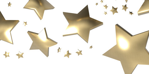 XMAS golden stars - 3d PNG