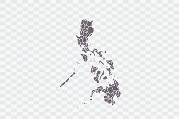 Philippines Map Grey Color on White Background quality files Png