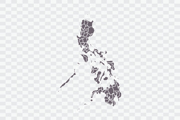 Fototapeta premium Philippines Map Grey Color on White Background quality files Png