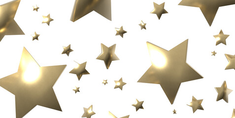 XMAS Stars - golden stars - 3d PNG