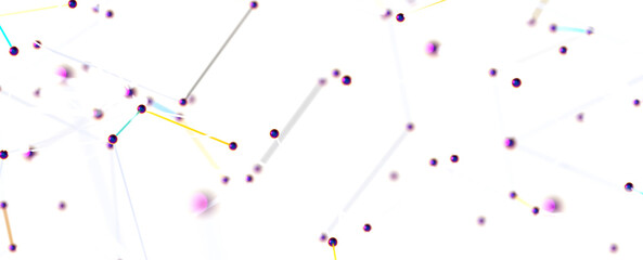 Multi color connected lines and dots network 3d illustration