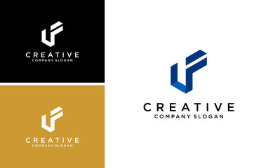 creative letter UF or FU logo design with abstract vector