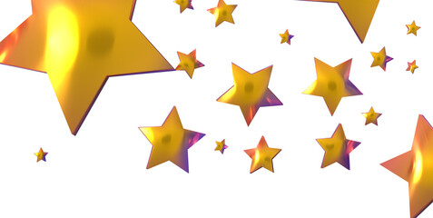 Banner with golden decoration. Festive border with falling glitter dust and stars.