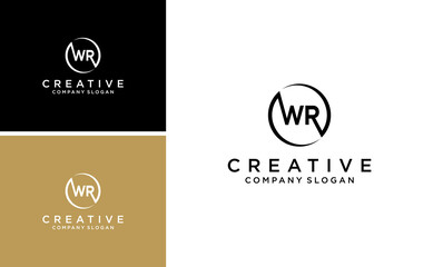 Initial letter wr logo vector design template - obrazy, fototapety, plakaty