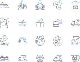 Fulfillment and Distribution outline icons collection. fulfillment, distribution, warehouse, inventory, logistics, supply chain, shipping vector and illustration concept set. receiving, order