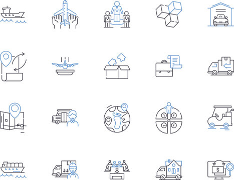Fulfillment and Distribution outline icons collection. fulfillment, distribution, warehouse, inventory, logistics, supply chain, shipping vector and illustration concept set. receiving, order