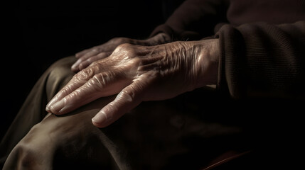 Hands of an old person, created with Generative AI