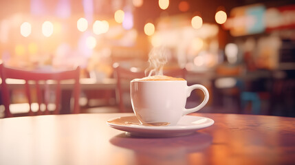 Fototapeta premium cup of coffee on a table, created with Generative AI