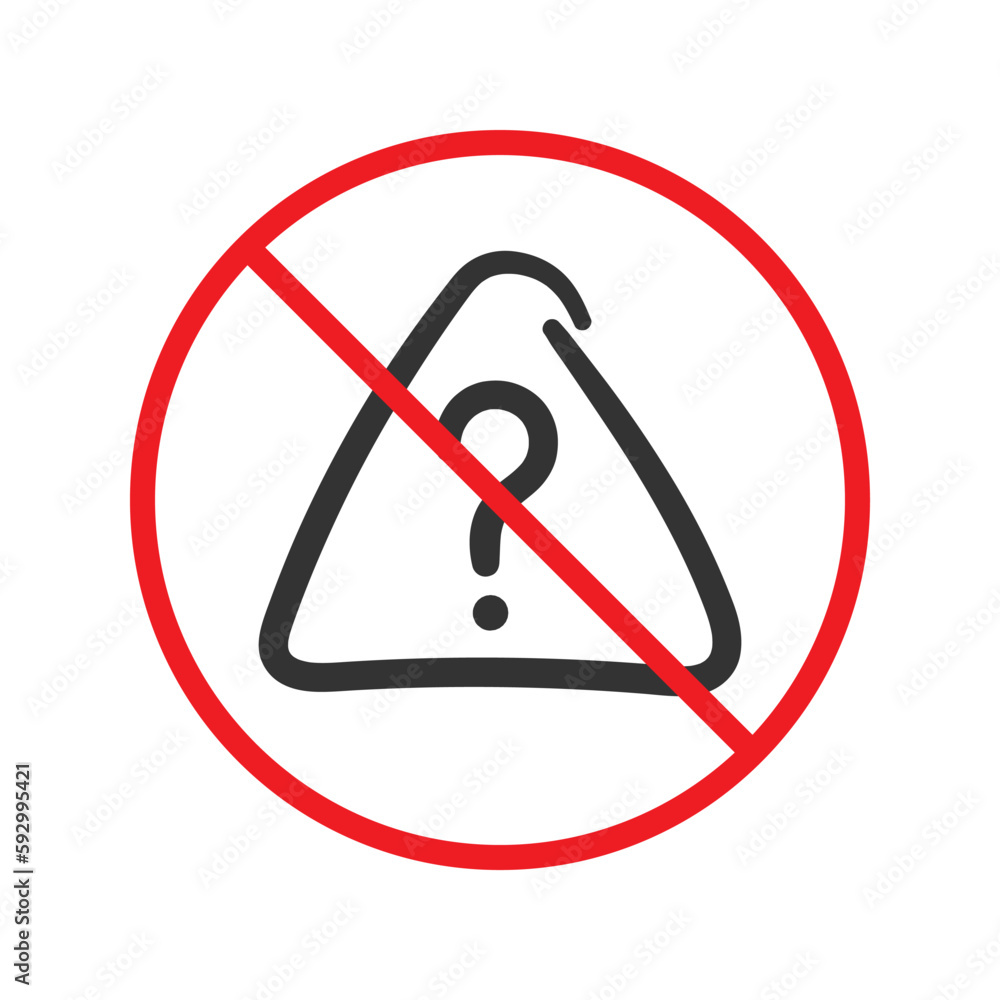 Poster no question icon. forbidden question icon. no question vector symbol. prohibited vector icon. warnin