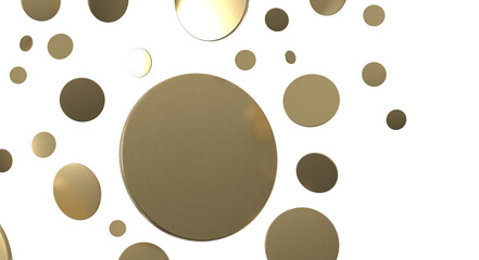 Golden confetti falling down isolated on transparent background.