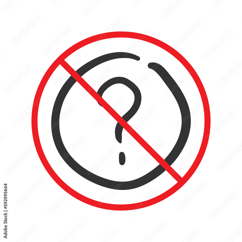 Poster no question icon. forbidden question icon. no question vector symbol. prohibited vector icon. warnin