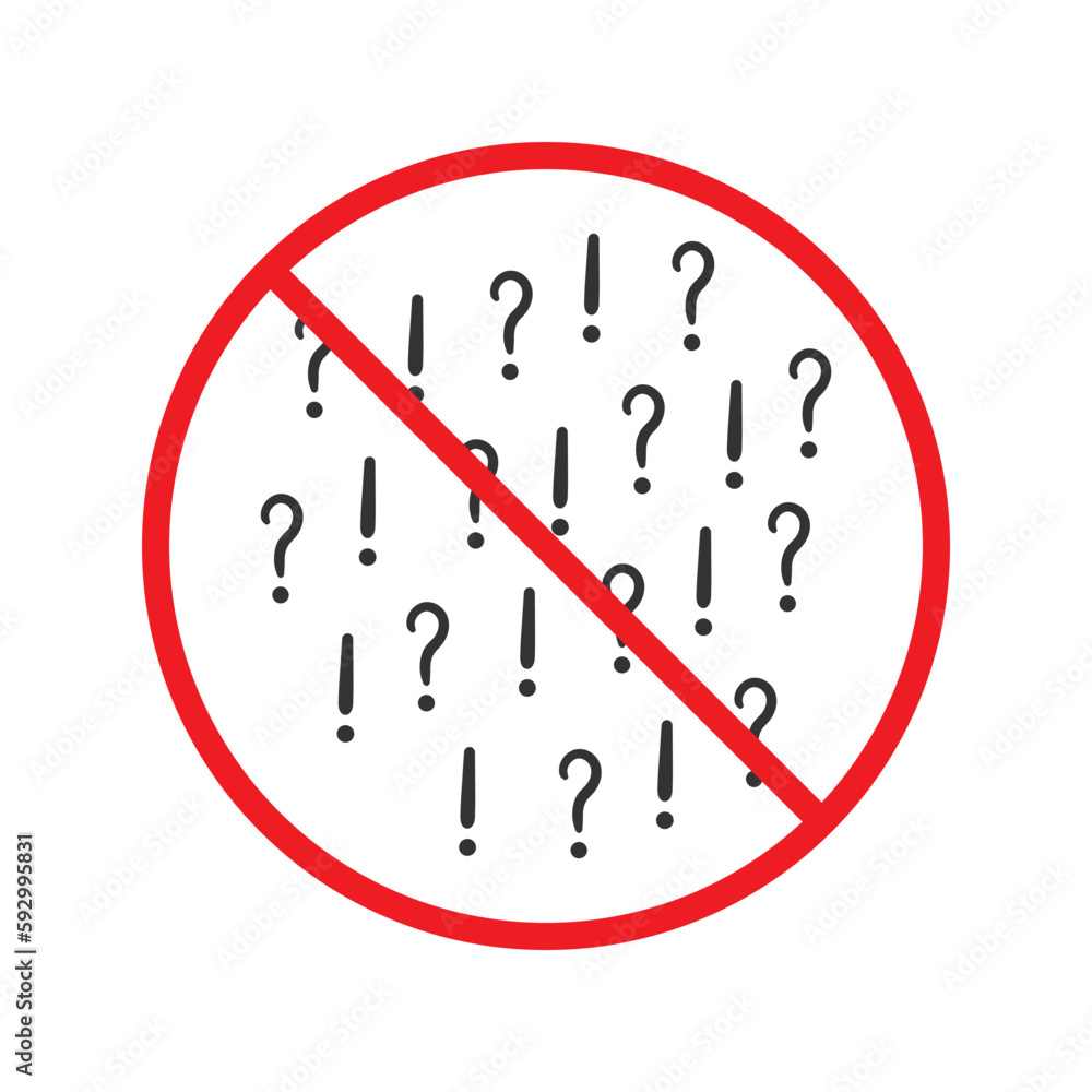 Poster no question icon. forbidden question icon. no question vector symbol. prohibited vector icon. warnin