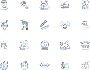 Winter outline icons collection. Snow, Sleet, Cold, Ice, Frost, Chill, Freeze vector and illustration concept set. Wind, Snowfall, Icicle linear signs