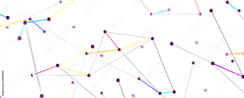 Fototapete Abstract digital connection dots and lines. Technology background. Network connection structure. Plexus effect. 3d