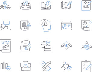 Productiveness outline icons collection. Efficiency, Output, Quality, Prosperity, Process, Excellence, Fruitful vector and illustration concept set. Vigorous, Proficient, Gainful linear signs