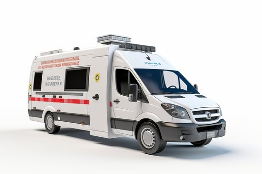 Ambulance on a white background Soft Lighting generative ai