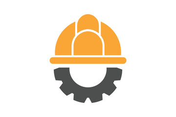Helmet Construction with Gear Vector icon Design
