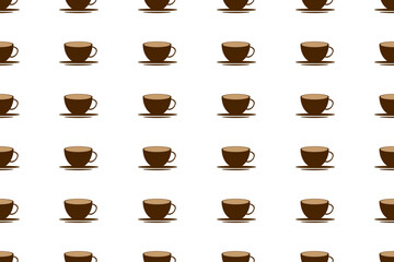 Coffee cup seamless background. Cute coffee cup vector pattern. Seamless coffee cup pattern for fabric, wallpaper, wrapping paper, postcards and web backgrounds