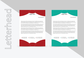 Title: Modern Creative A4 Size vector Red and Green color .Letterhead template in Abstract style design .Simple And Clean Print Ready Design, Elegant Flat Design Vector Illustration.