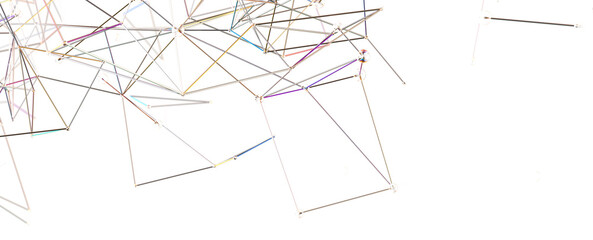 Abstract polygonal space with connecting dots and lines. Dark background. Connection structure. 3d Widescreen