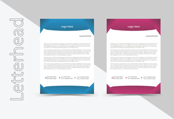 Title: Modern Creative A4 Size vector Blue and Red color .Letterhead template in Abstract style design .Simple And Clean Print Ready Design, Elegant Flat Design Vector Illustration.