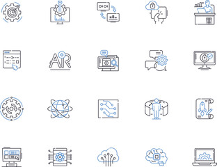 Programm outline icons collection. Program, Programm, Programming, Plans, Scripts, Algorithms, Codes vector and illustration concept set. Fluency, Syntax, Apps linear signs