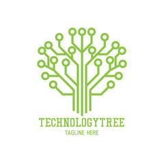 Technology tree logo on white background. vector illustration