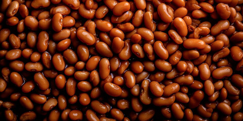 Obraz premium tasty british baked beans, top view, close up wallpaper, created with generative ai