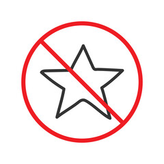Obraz premium No star icon. Forbidden stars icon. No shuttle vector symbol. Prohibited vector icon. Warning, caution, attention, restriction flat sign design. Do not pictogram. UX UI icon