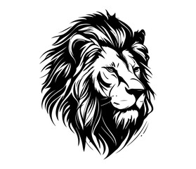Obraz premium Lion Face, Silhouettes Lion Face SVG, black and white Lion vector
