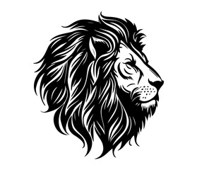Lion Face, Silhouettes Lion Face SVG, black and white Lion vector